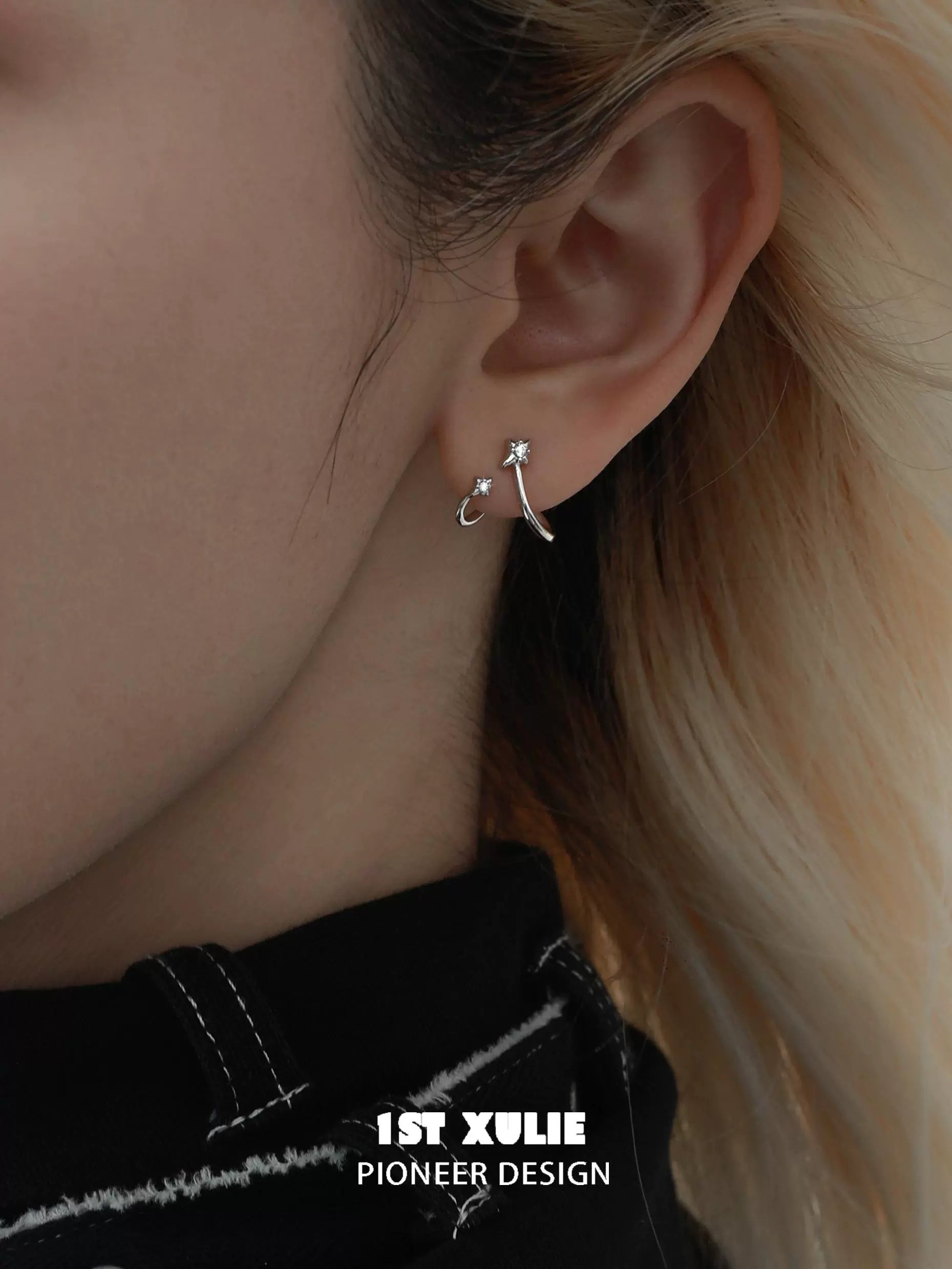 Elegant radiant zircon ear cuffs in silver, perfect for adding style to any outfit