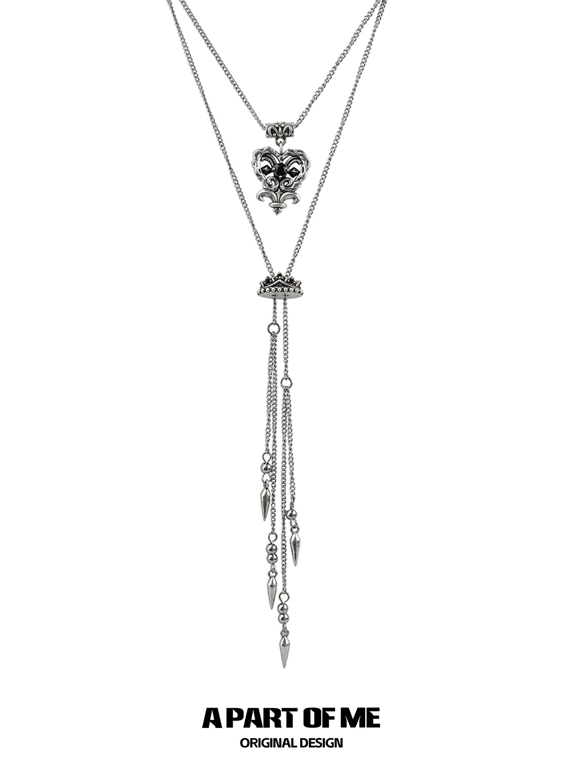 A PART OF ME retro double-layer love necklace featuring a layered design with dangling chains