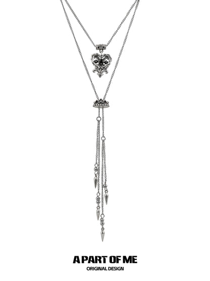 A PART OF ME retro double-layer love necklace featuring a layered design with dangling chains