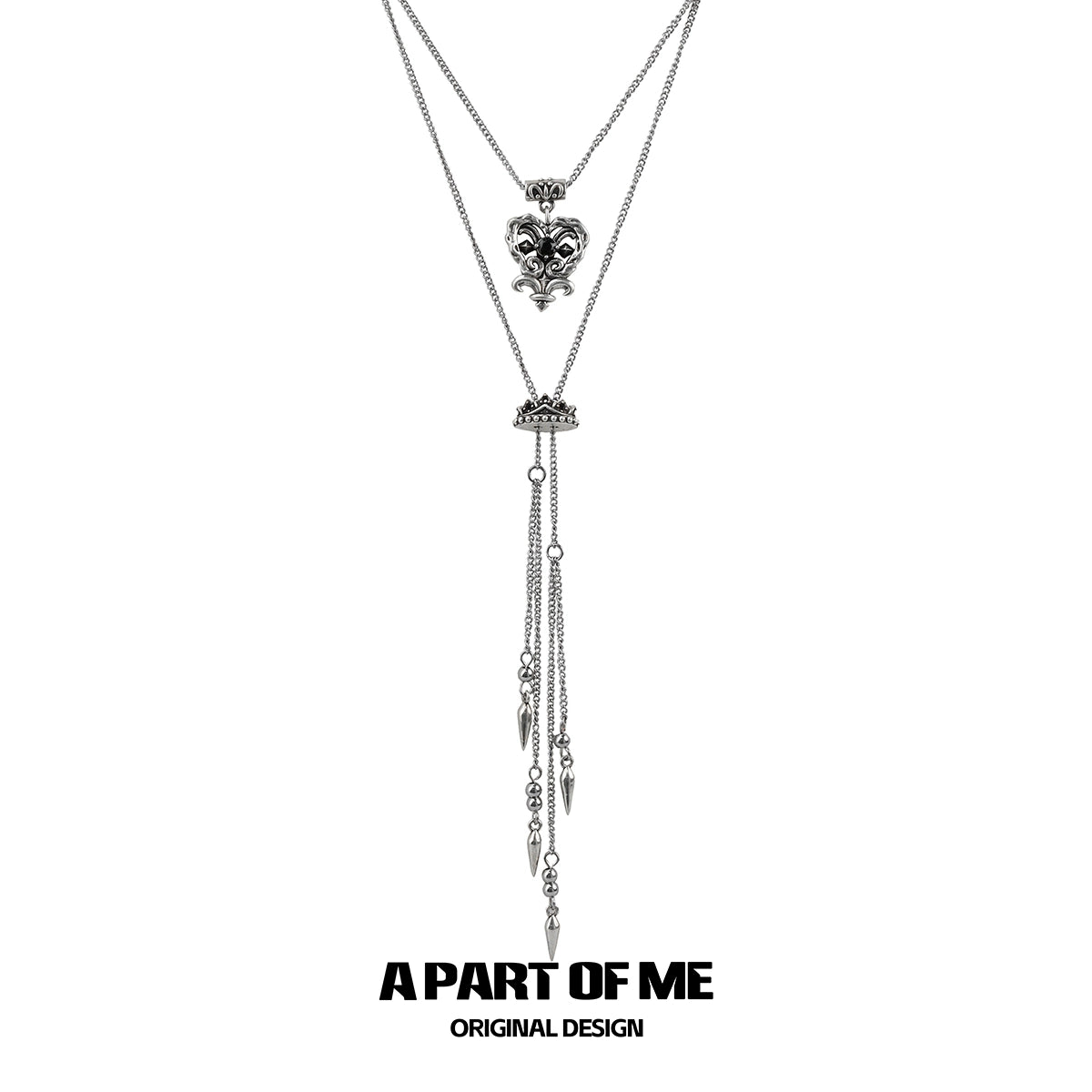 A PART OF ME retro double-layer love necklace featuring intricate pendant and layered design