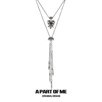 A PART OF ME retro double-layer love necklace featuring intricate pendant and layered design
