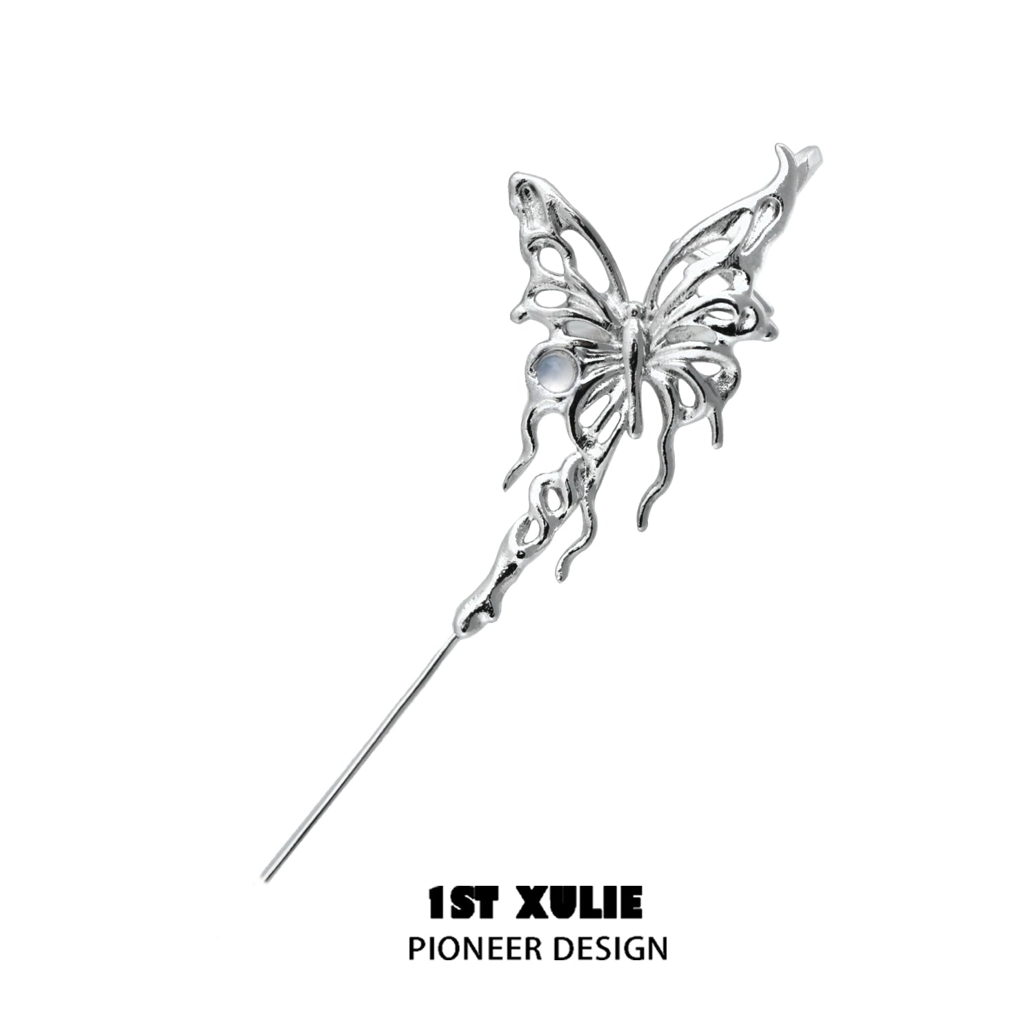 Elegant silver butterfly piercing earring with detailed design for unique style