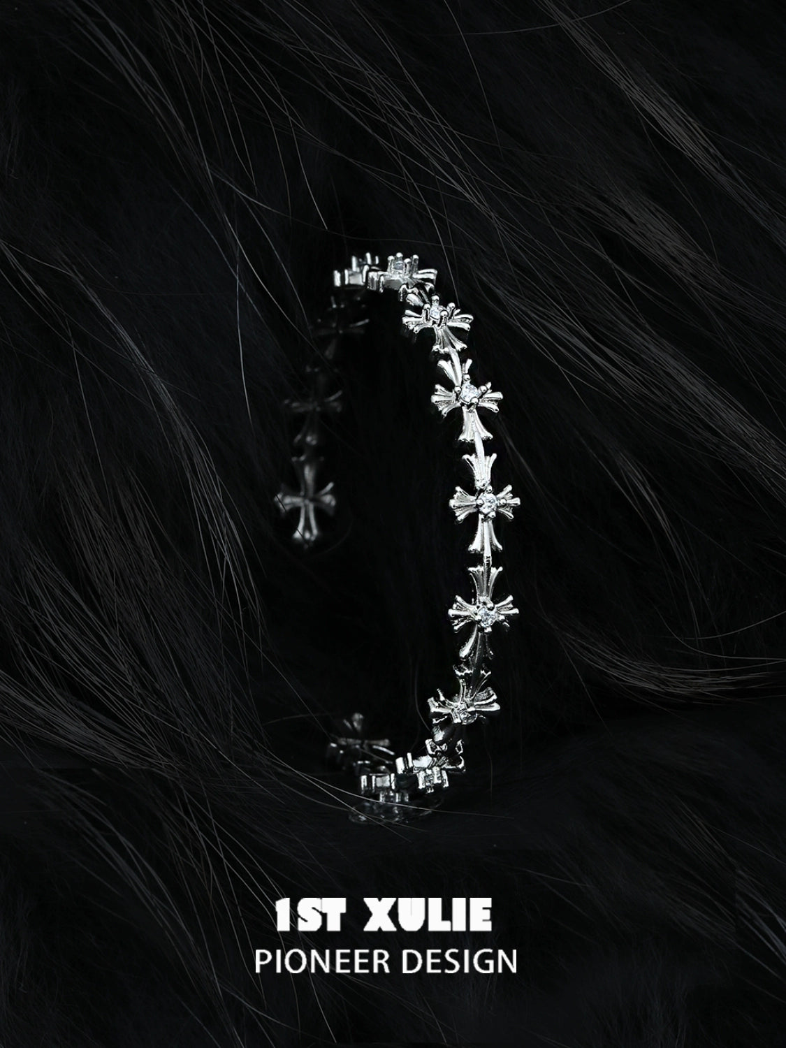 Sleek silver cross bracelet by 1STXULIE with unique design perfect for any outfit