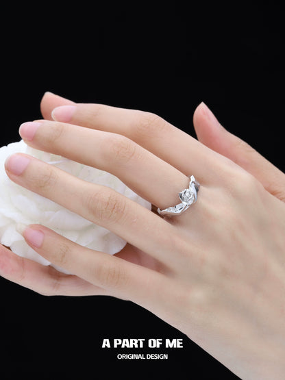 Elegant A PART OF ME silver rose ring with a sparkling center stone on a delicate band