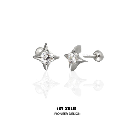 Stylish silver star ear cuff featuring sparkling gemstones for a trendy look