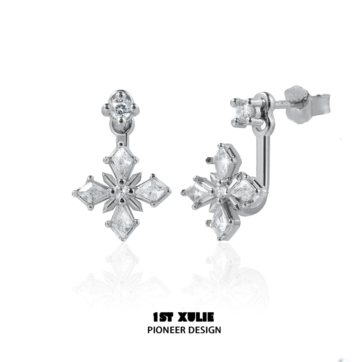 Elegant silver star earrings featuring stunning crystal accents for a glamorous look