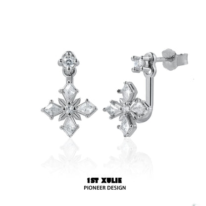 Elegant silver star earrings featuring stunning crystal accents for a glamorous look