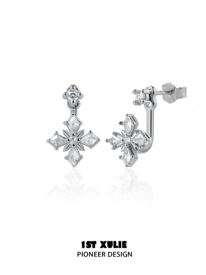 Elegant silver star earrings with sparkling gemstones in a chic design for stylish outfits