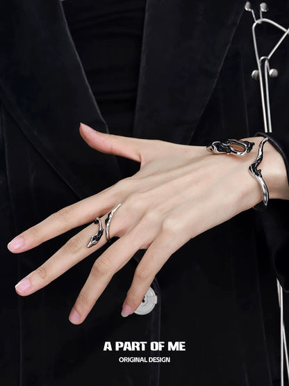 Slytherin inspired snake ring designed by A PART OF ME, showcasing a sleek and elegant snake motif