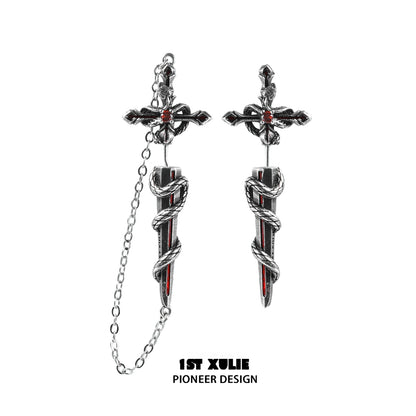 Slytherin snake earrings featuring a dagger design entwined with a snake for a stylish look