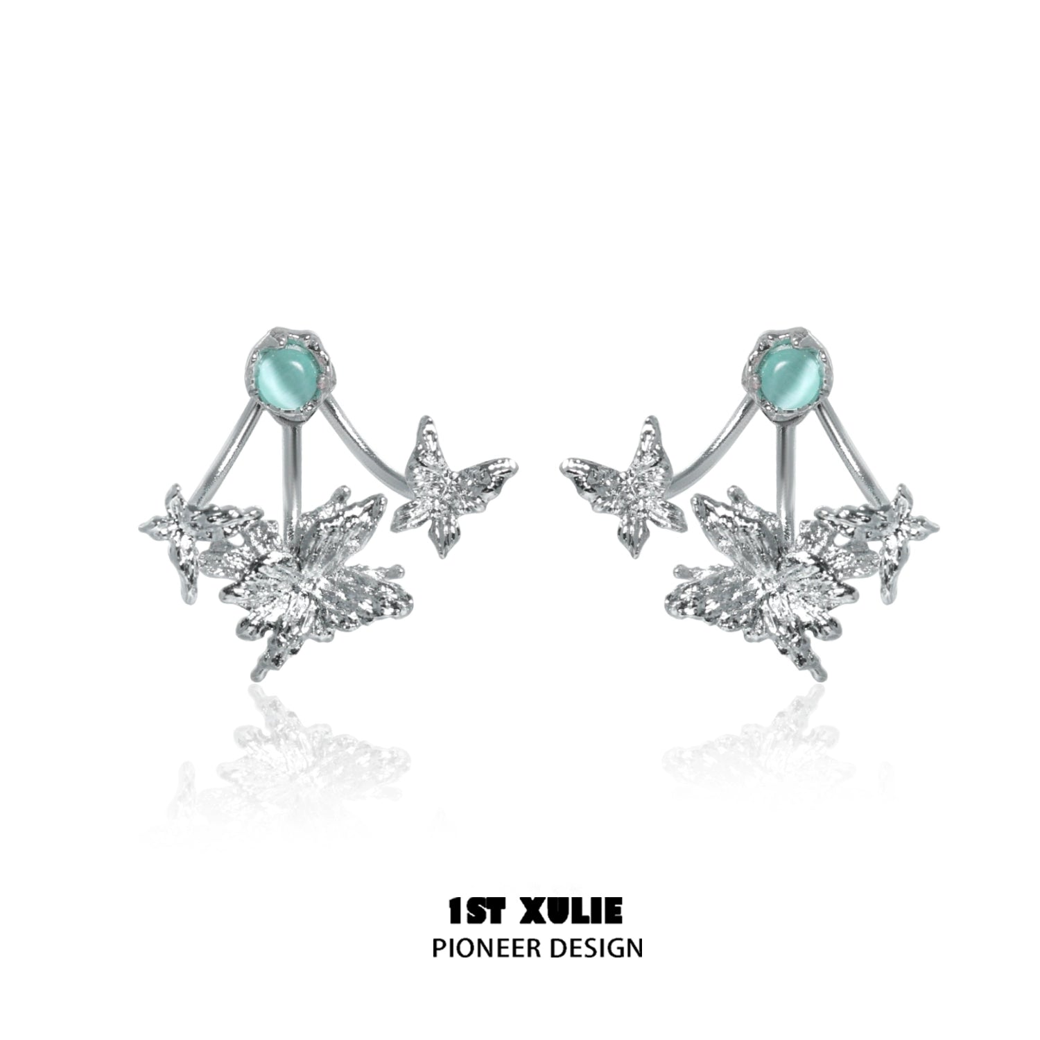1STXULIE silver snowflake butterfly earrings with gemstone accents for a stunning look
