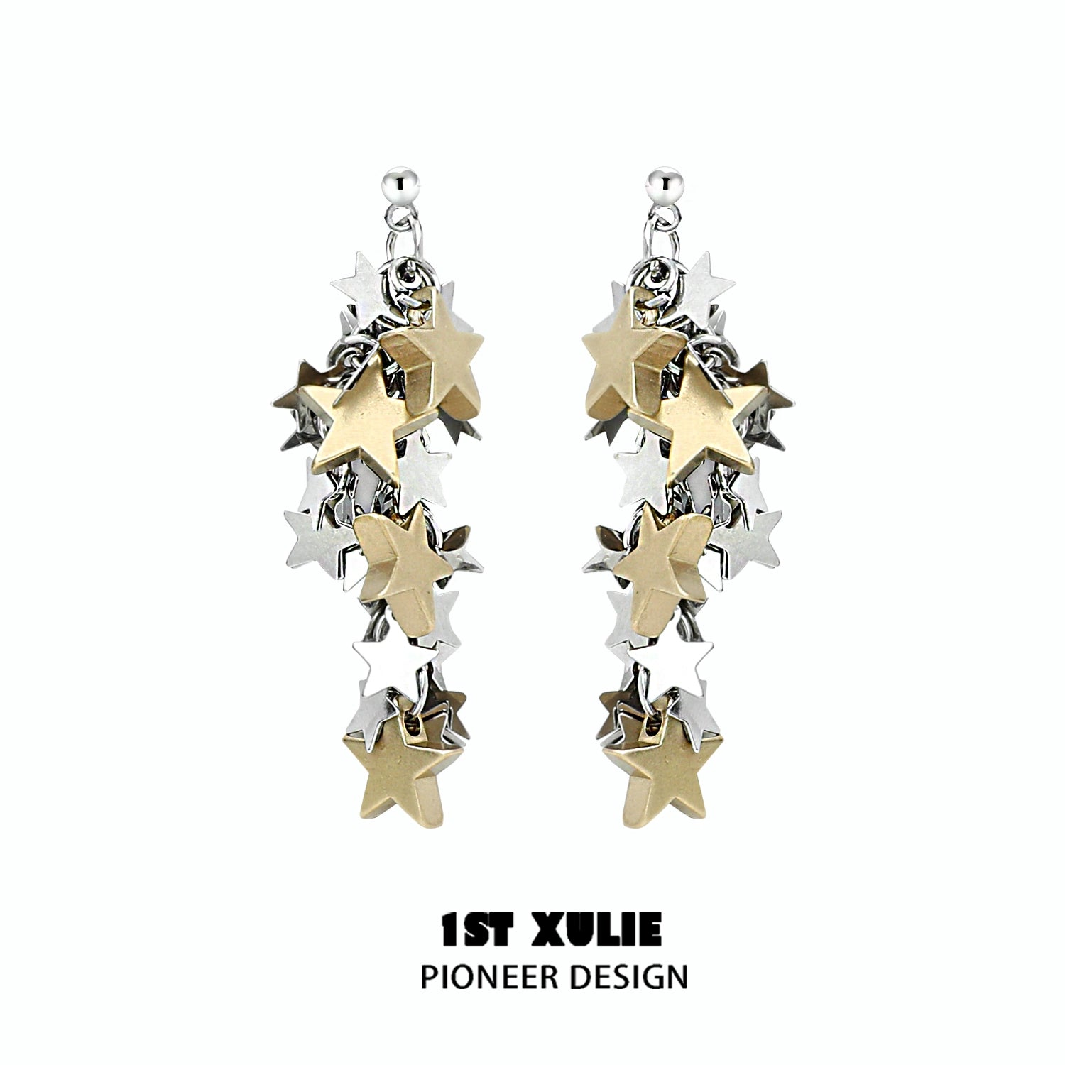 Stylish star tassel earrings featuring silver and gold star charms for a trendy look