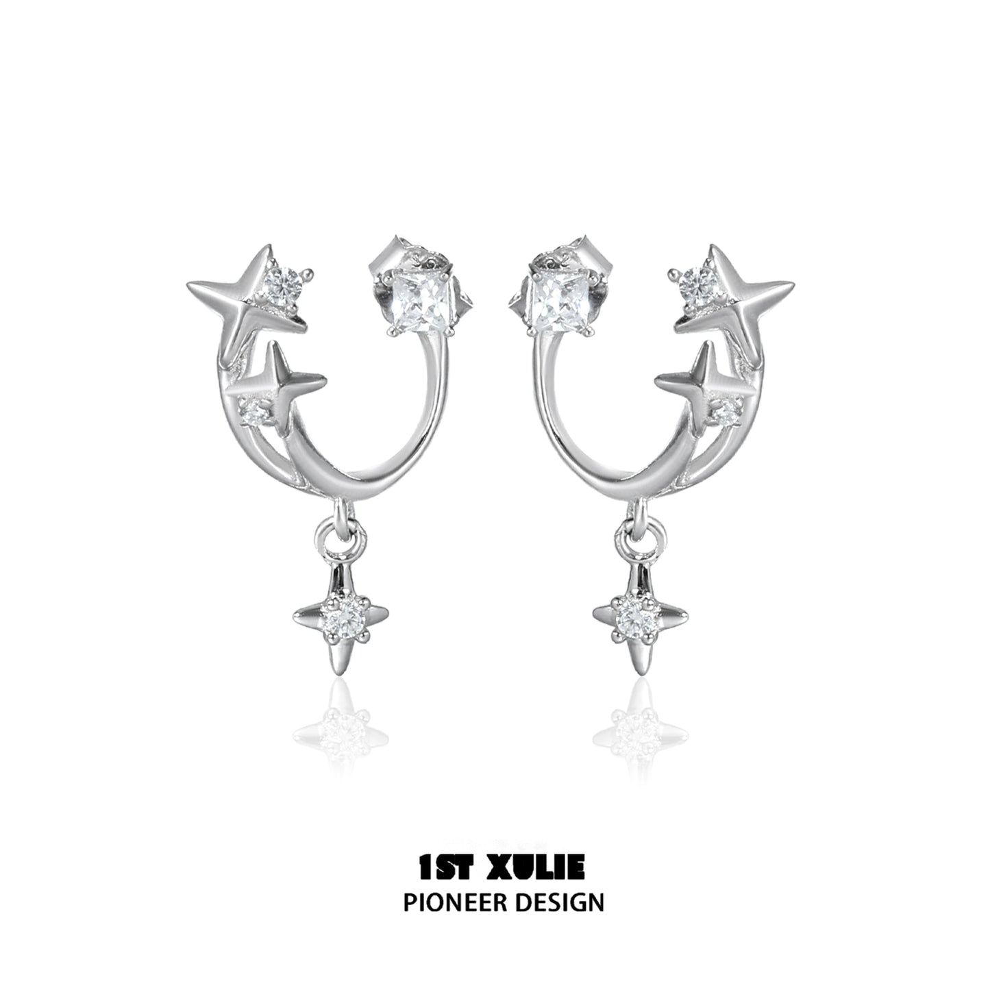 Stylish star zircon earrings with a unique design featuring sparkling stars and a polished finish