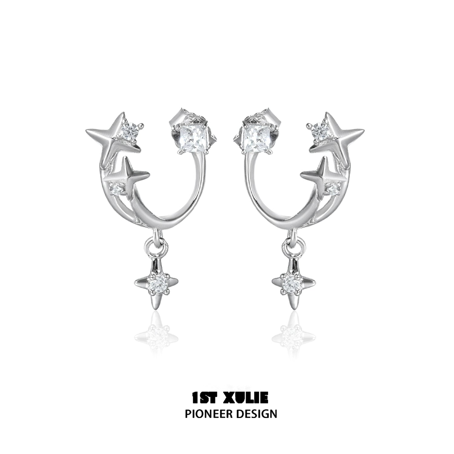 Stylish star zircon earrings with a unique design featuring sparkling stars and a polished finish