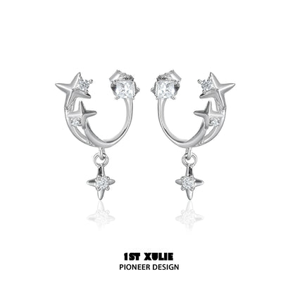 Stylish star zircon earrings with a unique design featuring sparkling stars and a polished finish