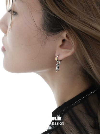 Starlit cat silver earrings designed for elegance, showcasing a unique feline silhouette