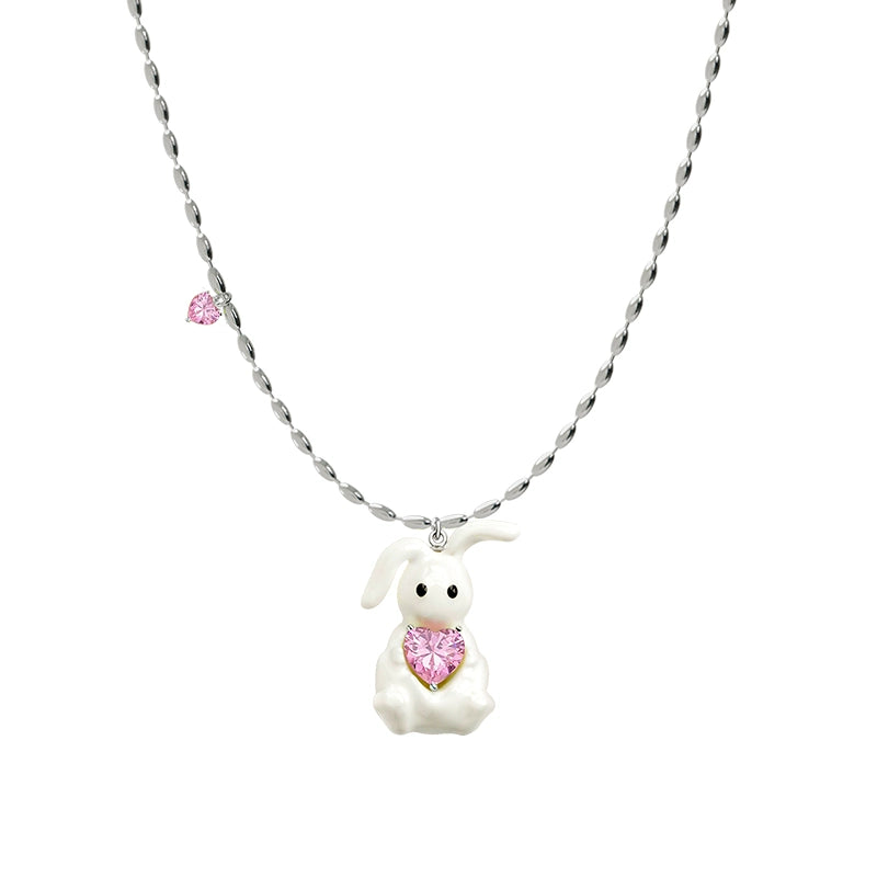 Sun Hunter jewelry cute rabbit necklace for women featuring a charming rabbit with a pink heart gem