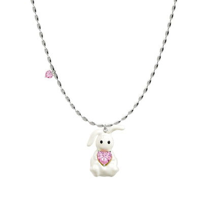 Sun Hunter jewelry cute rabbit necklace for women featuring a charming rabbit with a pink heart gem