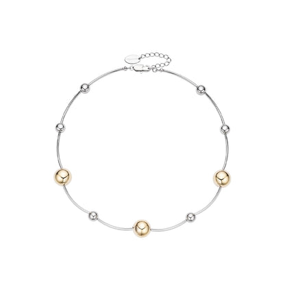 Sun Hunter jewelry planet silver necklace for women with a mix of silver and gold beads