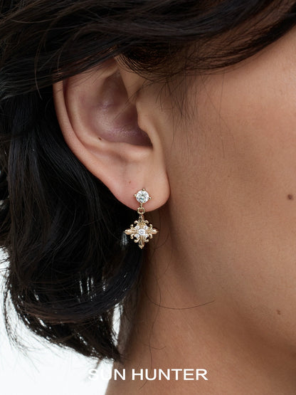 Elegant Maillard Iris stud earrings set with sparkling crystals for a sophisticated look