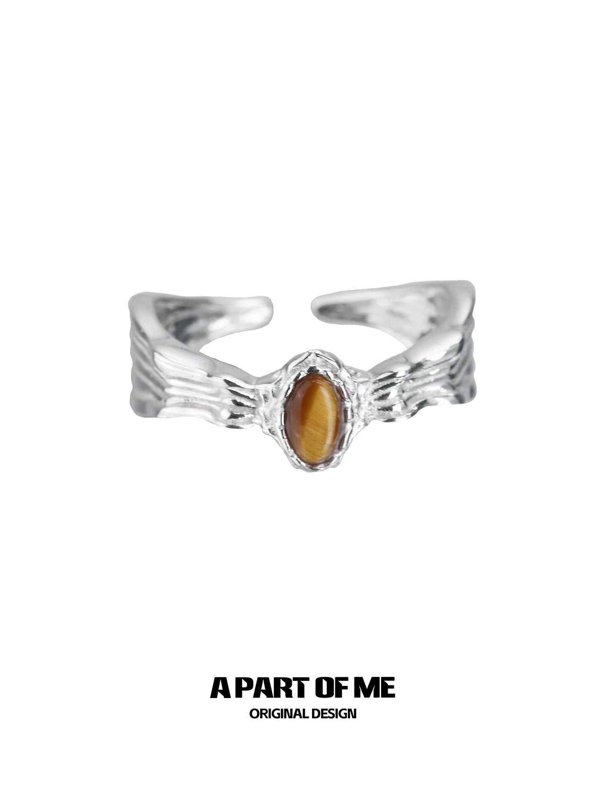 Stylish A PART OF ME tiger eye ring for women featuring a unique silver design
