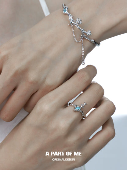 A Part of Me Turquoise Flower Bracelet with Delicate Floral Design and Silver Accents