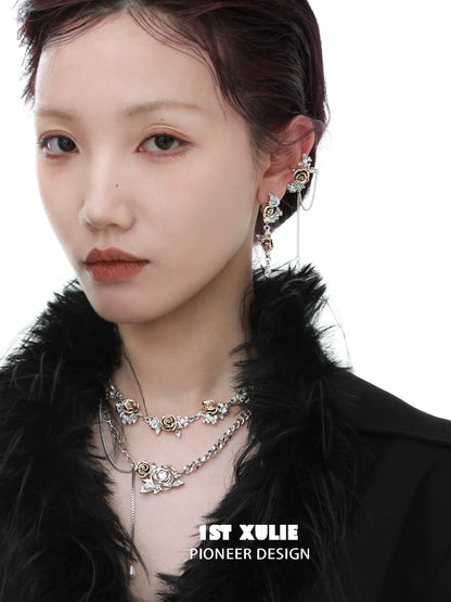 Twilight rose punk earrings featuring intricate rose designs for a trendy and edgy look