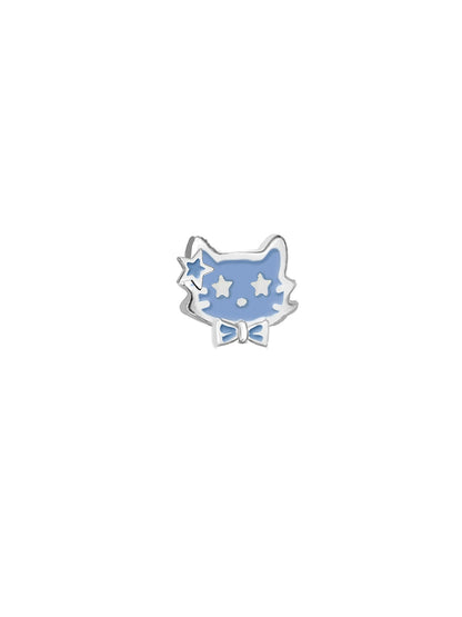 MASW jewelry unique animal earrings for women featuring a cute blue cat design with stars and a bow