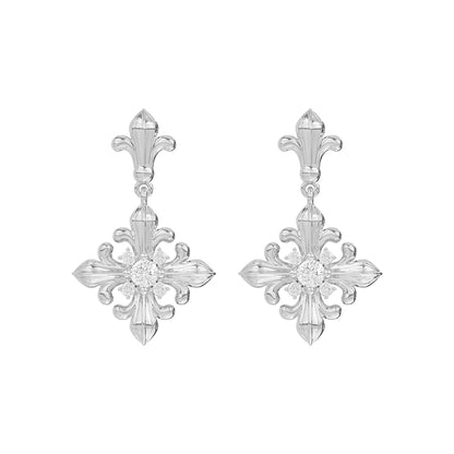 SUN HUNTER unique floral drop earrings with elegant floral design and sparkling details