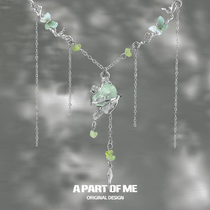 A Part of Me forest fairy fluorite necklace with delicate floral design and butterfly accents