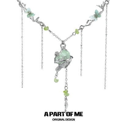 A Part of Me forest fairy fluorite necklace featuring delicate floral design and shimmering fluorite stones