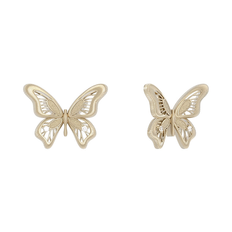 Elegant SUN HUNTER vintage butterfly earrings with intricate lace detailing in gold tone