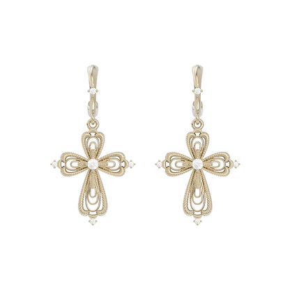 Elegant vintage cross earrings by SUN HUNTER with intricate design 
