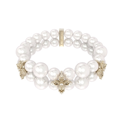 SUN HUNTER vintage cross pearl bracelet with elegant pearl design and decorative cross accents
