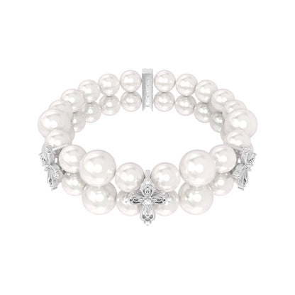 Elegant vintage cross pearl bracelet featuring lustrous pearls and intricate cross embellishments