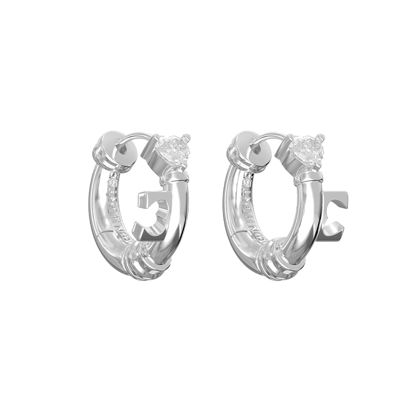 SUN HUNTER vintage lace earrings featuring a delicate silver hoop design and sparkling embellishments