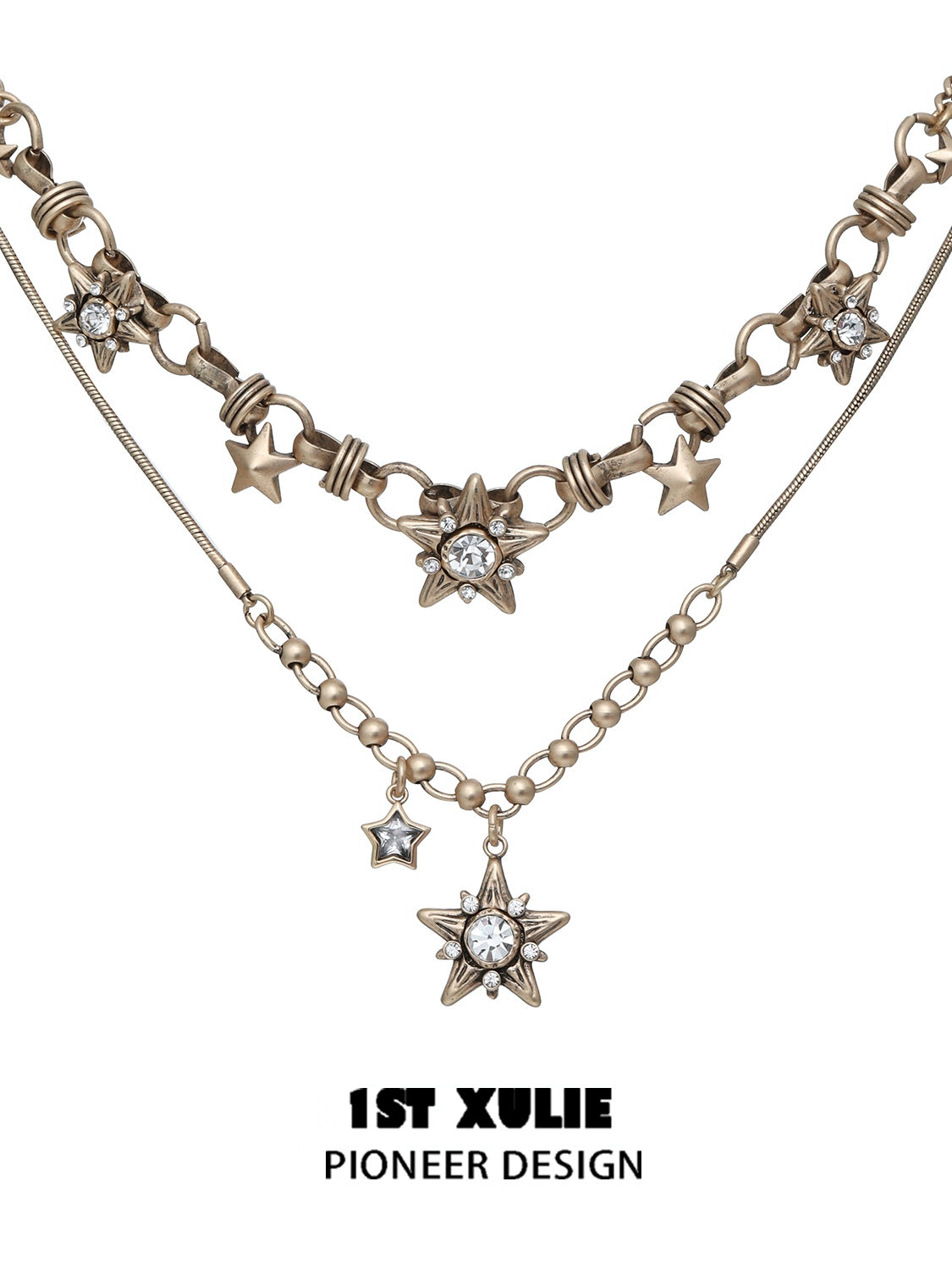 Vintage starlight pendant necklace with star charms and sparkling stones for a unique look