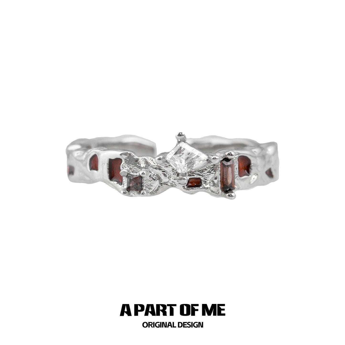 A PART OF ME Wasteland Diamond Ring in Silver with Unique Design and Sparkling Stones