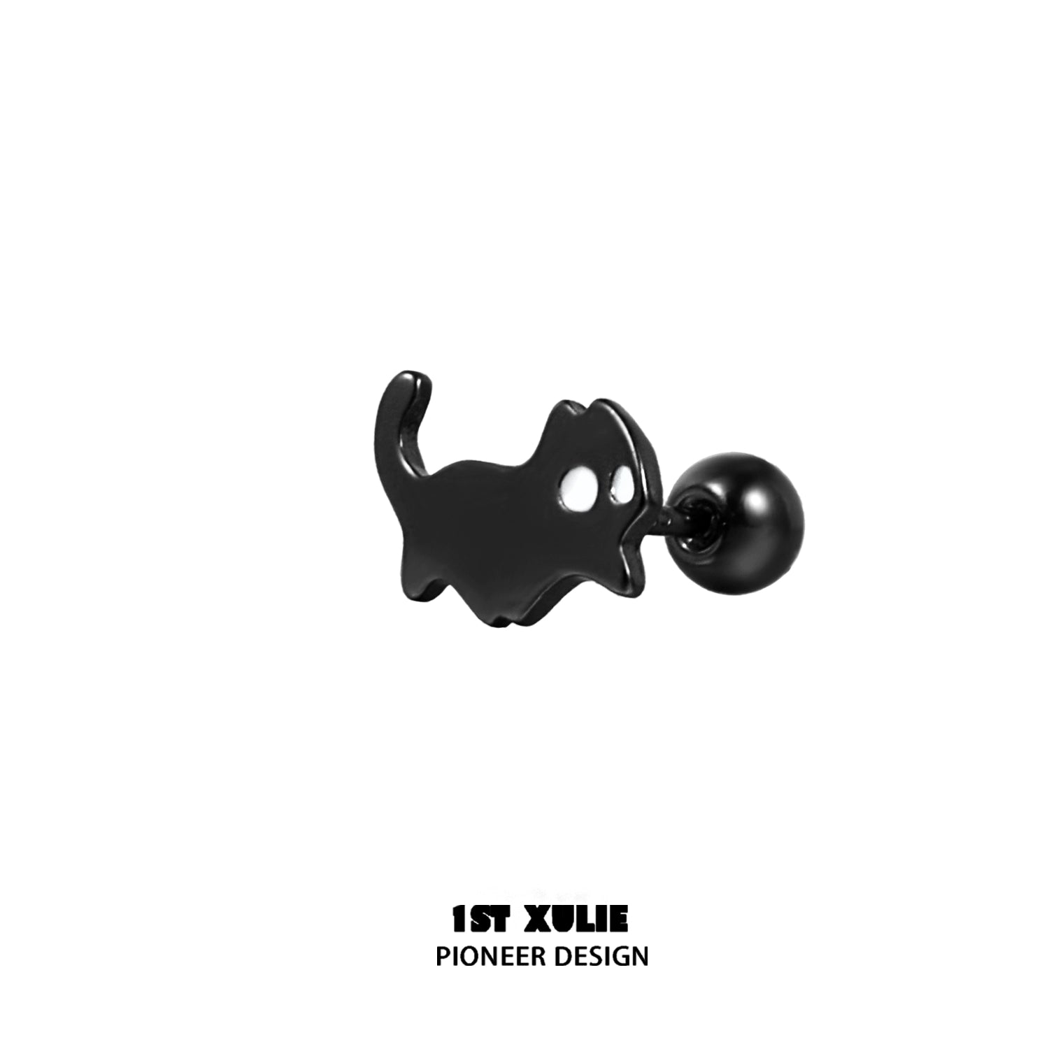 Y2K black cat earrings featuring a playful design with a shiny finish from 1STXULIE