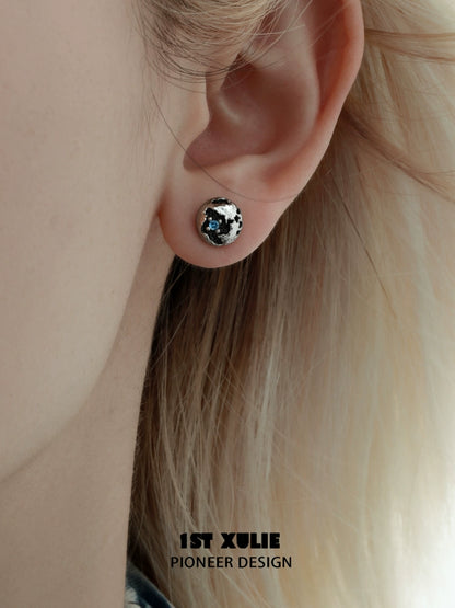 Y2K black silver stud earrings designed for a modern and stylish look