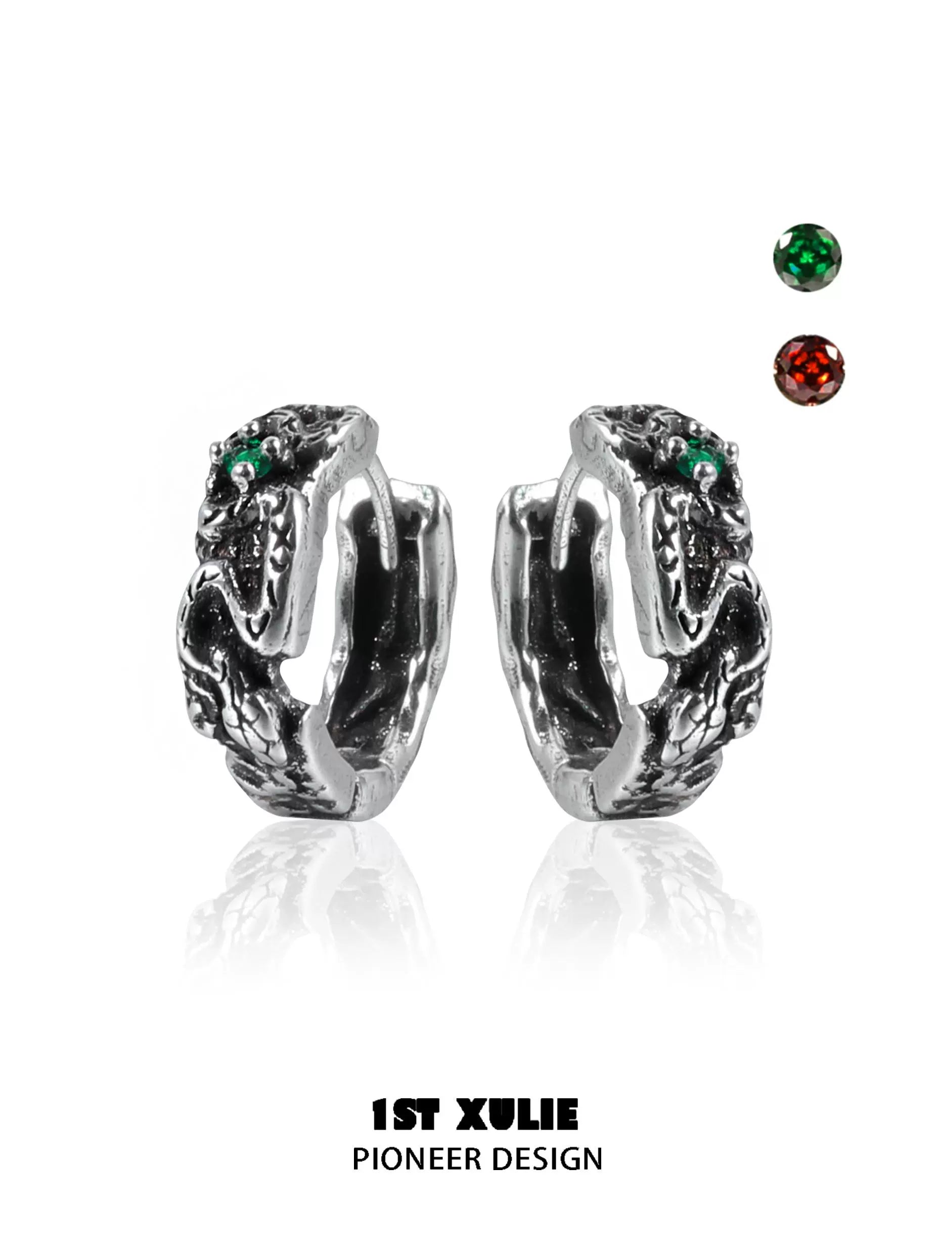 Y2K black snake earrings with intricate design and colorful gemstone accents from 1STXULIE