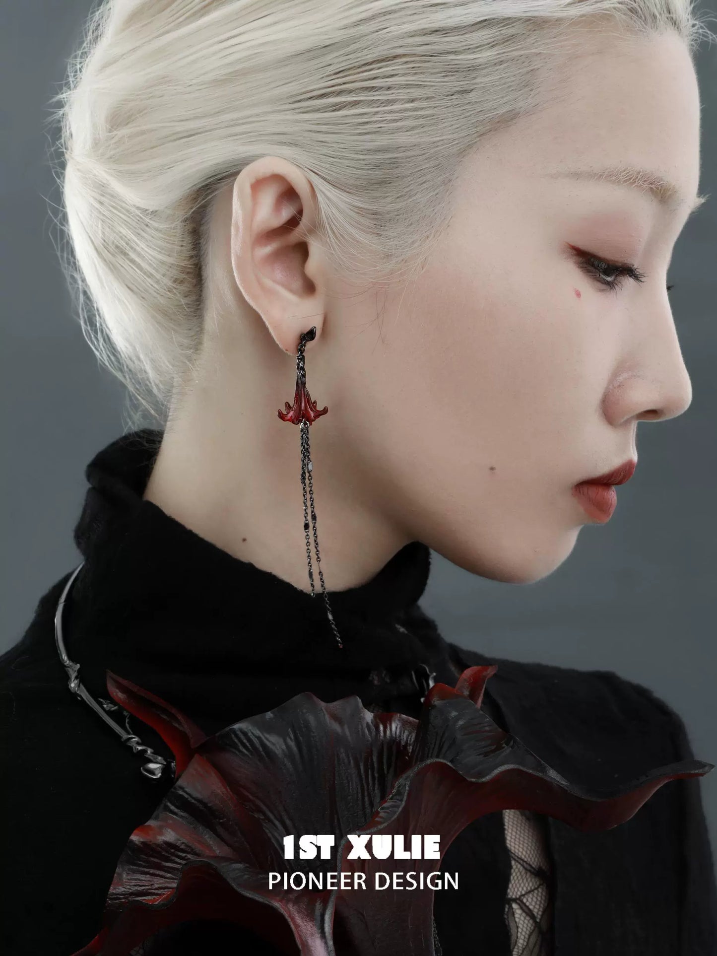 Y2K blood mandala tassel earrings with elegant design, perfect for trendy outfits and bold styles