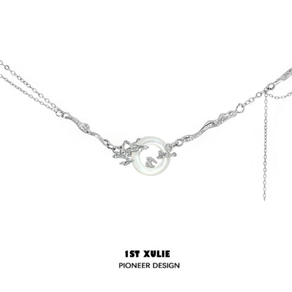 Y2K bunny necklace featuring a unique design with a central charm and silver chain