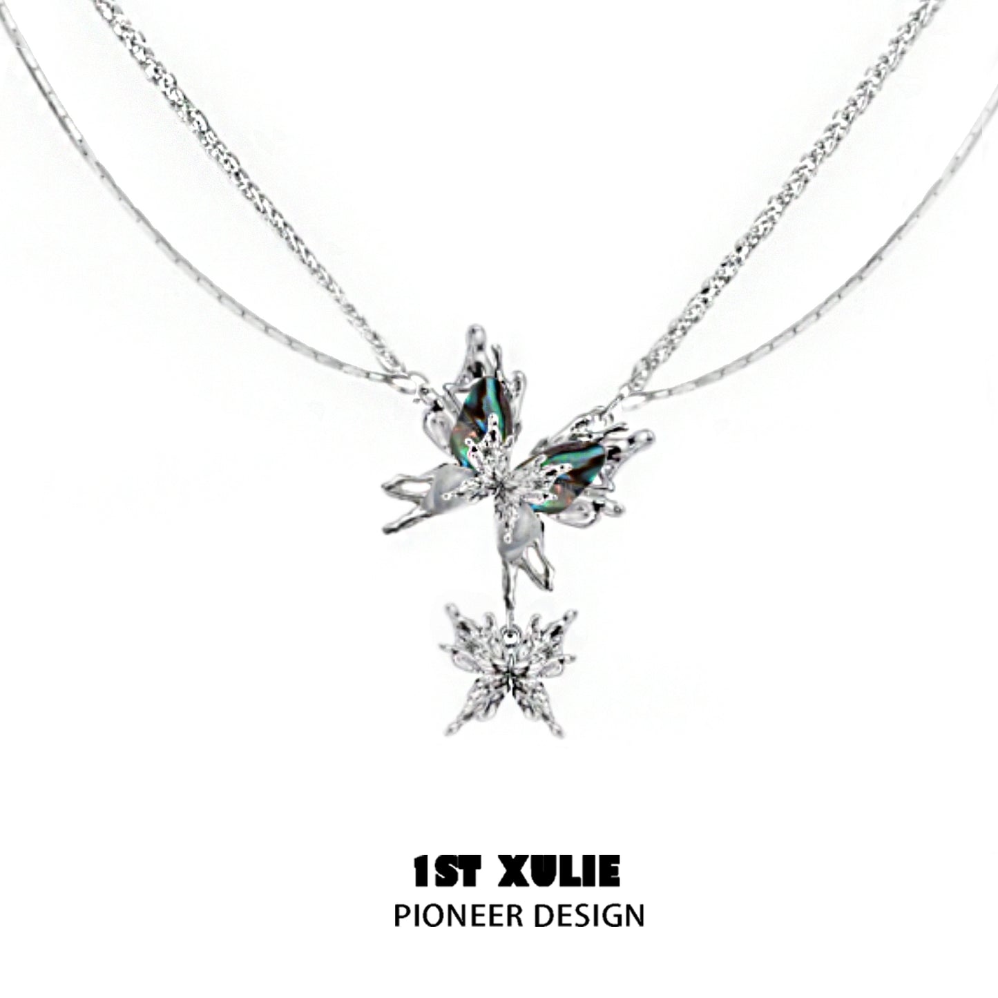 1ST XULIE Y2K butterfly necklace featuring a delicate butterfly design with sparkling stones