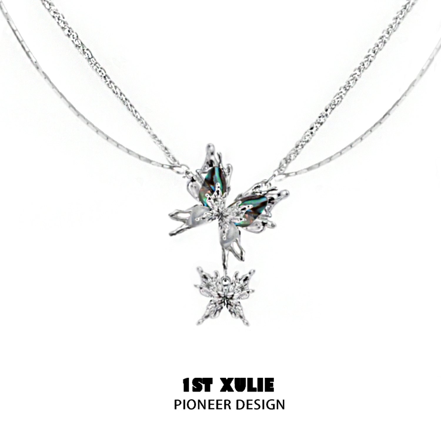 1ST XULIE Y2K butterfly necklace featuring a delicate butterfly design with sparkling stones