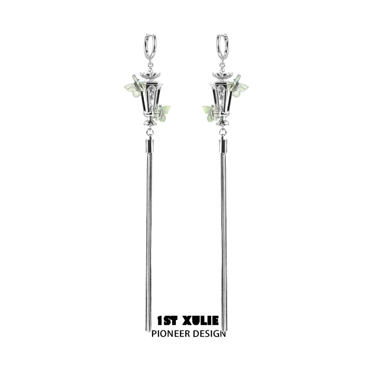 Y2K butterfly tassel earrings with silver accents and dangling design for a stylish look