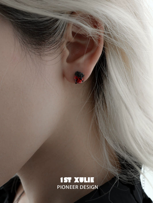 Y2K dark rose earrings featuring a unique design for trendy fashion enthusiasts
