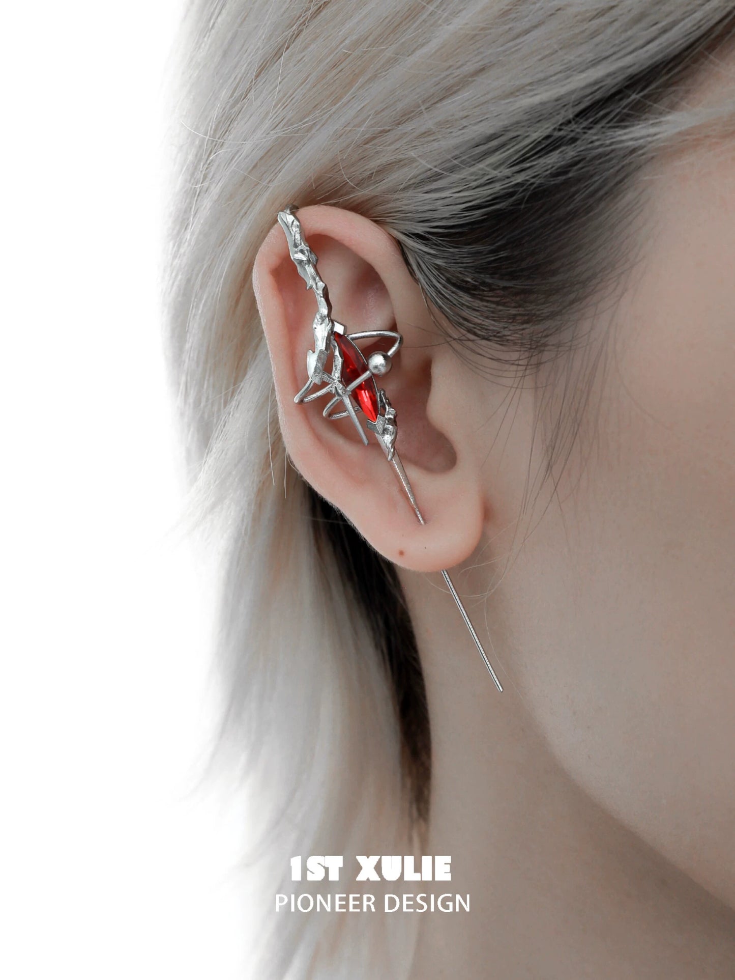 Y2K dream core ear piercing needle designed with intricate details and a unique red accent