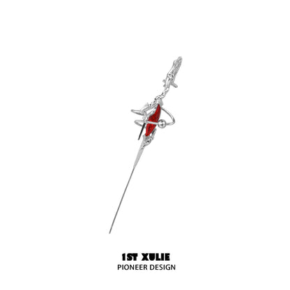 Y2K dream core ear piercing needle with unique design and red gemstone detail for stylish piercings