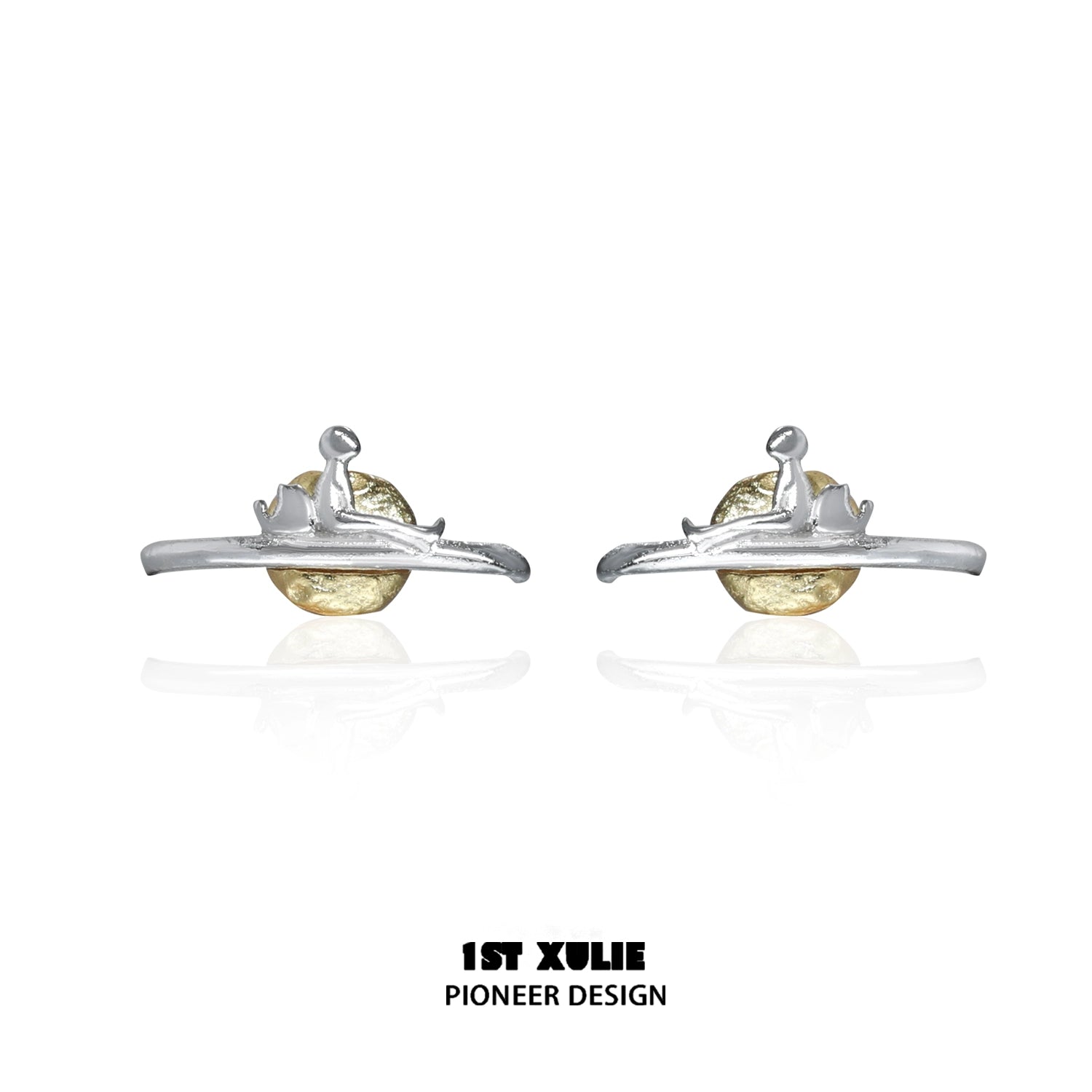 1ST XULIE Y2K lonely dreamer earrings featuring a unique silver and gold design for a trendy look
